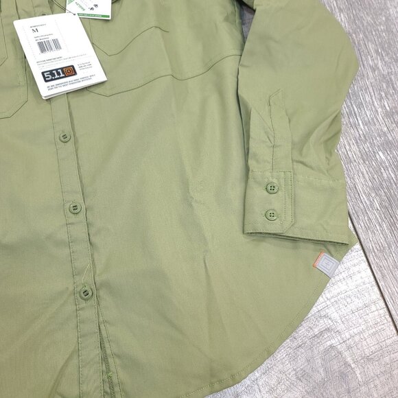 5.11 Tactical Shirt Womens Medium Spitfire Shooting Button Roll Sleeve Mosstone - Picture 3 of 7